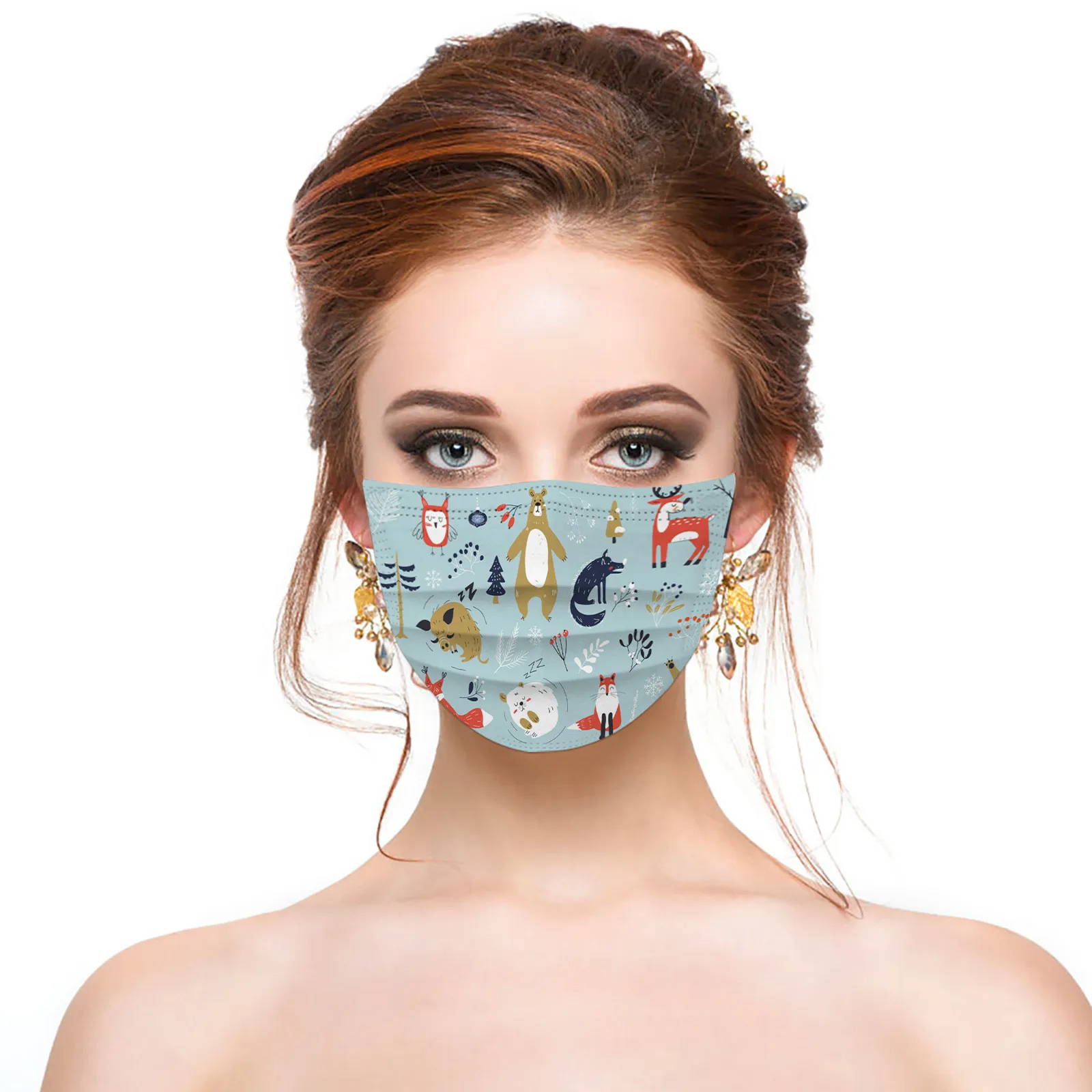 

30PC Christmas mask Christmas Adult Man Women Mask Face Ear Loop Mask Multi-color Windproof and dustproof Comfortable fashion K5