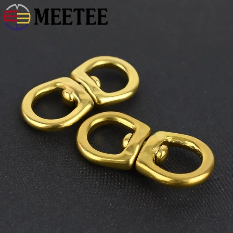 Meetee 2/5 шт. твердая латунь вращение двойное D поворотное кольцо цепи цепочка для ключей бумажник разъем металлической пряжкой карабин DIY Кожа Craft