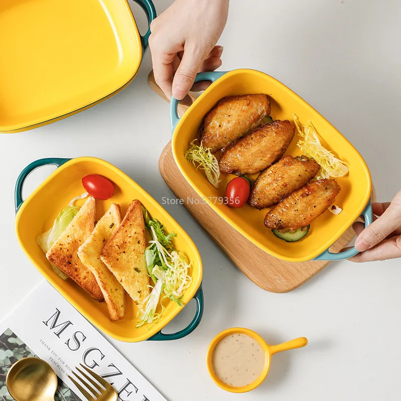 Креативная рисовая тарелка с запеченным сыром скандинавская керамическая