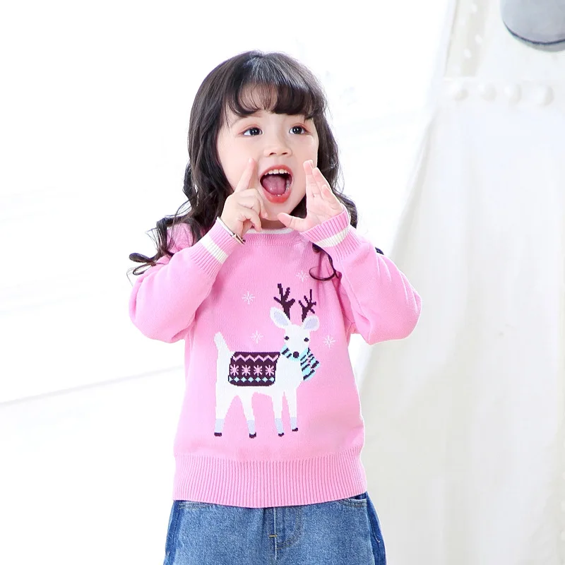 Рождественский свитер для маленьких девочек На каждый день вязаный с