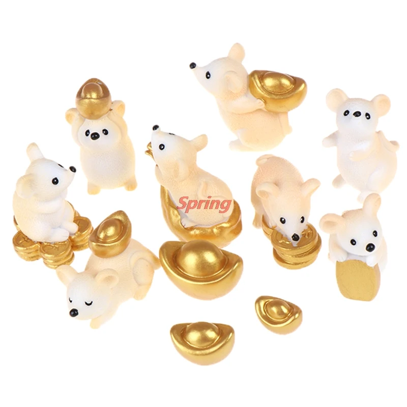 

New 1Pc Money Fortune Cartoon Mouse Bear Rich Mice Small Statue Little Figurine Crafts Cute Animal Home Decoration Ornaments
