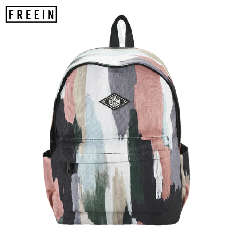 

FREEIN Fashion Women's Backpack for Men Unisex Ins Trend Paint Graffiti Style Youth Bts School Outdoor Sports Waterproof Summer