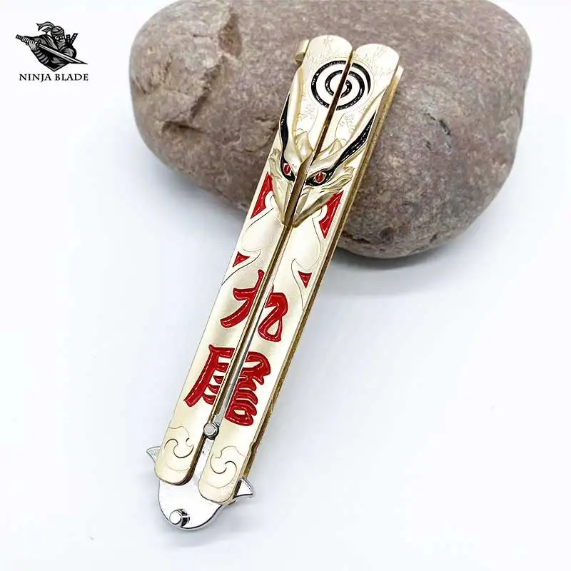 Лидер продаж аниме Kurama Balisong нож-бабочка с 9 лисьими хвостами Sikifuujin Namikaze Minato