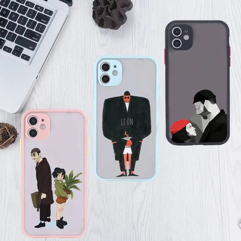 

Movie Leon And Mathilda Phone Case For iPhone 12 11 Mini Pro XR XS Max 7 8 Plus X Matte transparent Pink Back Cover