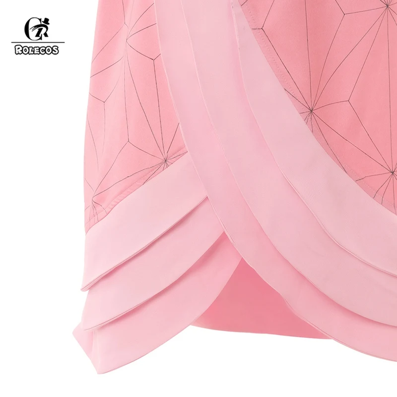 ROLECOS Аниме Костюм демон Slayer Косплей Nezuko кимоно Женский Kimetsu no Yaiba женское розовое