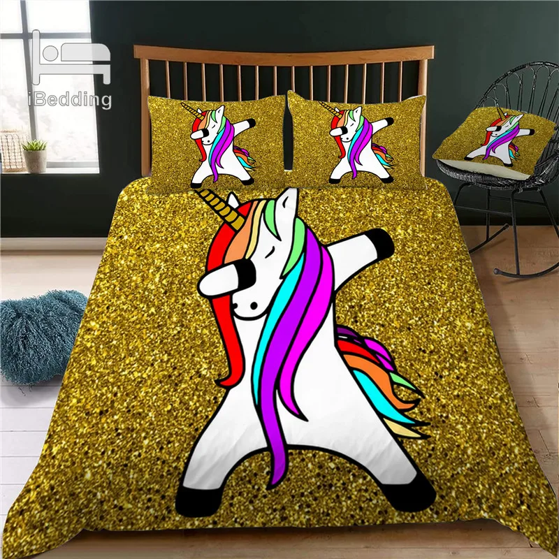 Горячая Распродажа набор постельного белья с рисунком единорога цвета радуги 3D