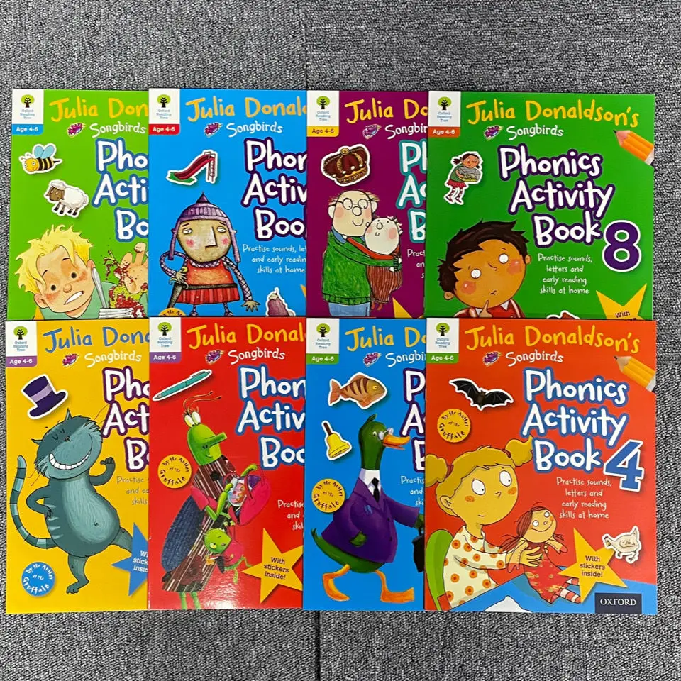 

8 Book/set Oxford Songbirds Phonics Activity baby comic mi book version enlightenment early book libros livres Fun TOY