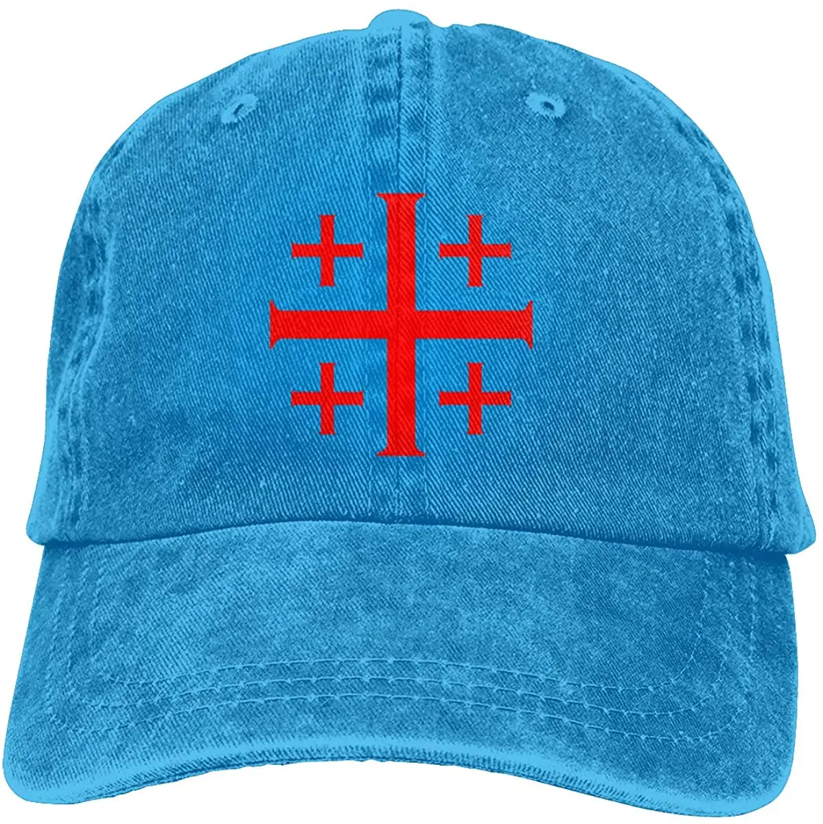 

Wholesale Denim Cap Red Jerusalem Crusaders Cross Baseball Dad Cap Adjustable Classic Sports For Men Women Hat