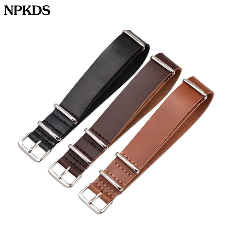 Ремешок ZULU из искусственной кожи для наручных часов ремешок NATO Leahter аксессуары 18