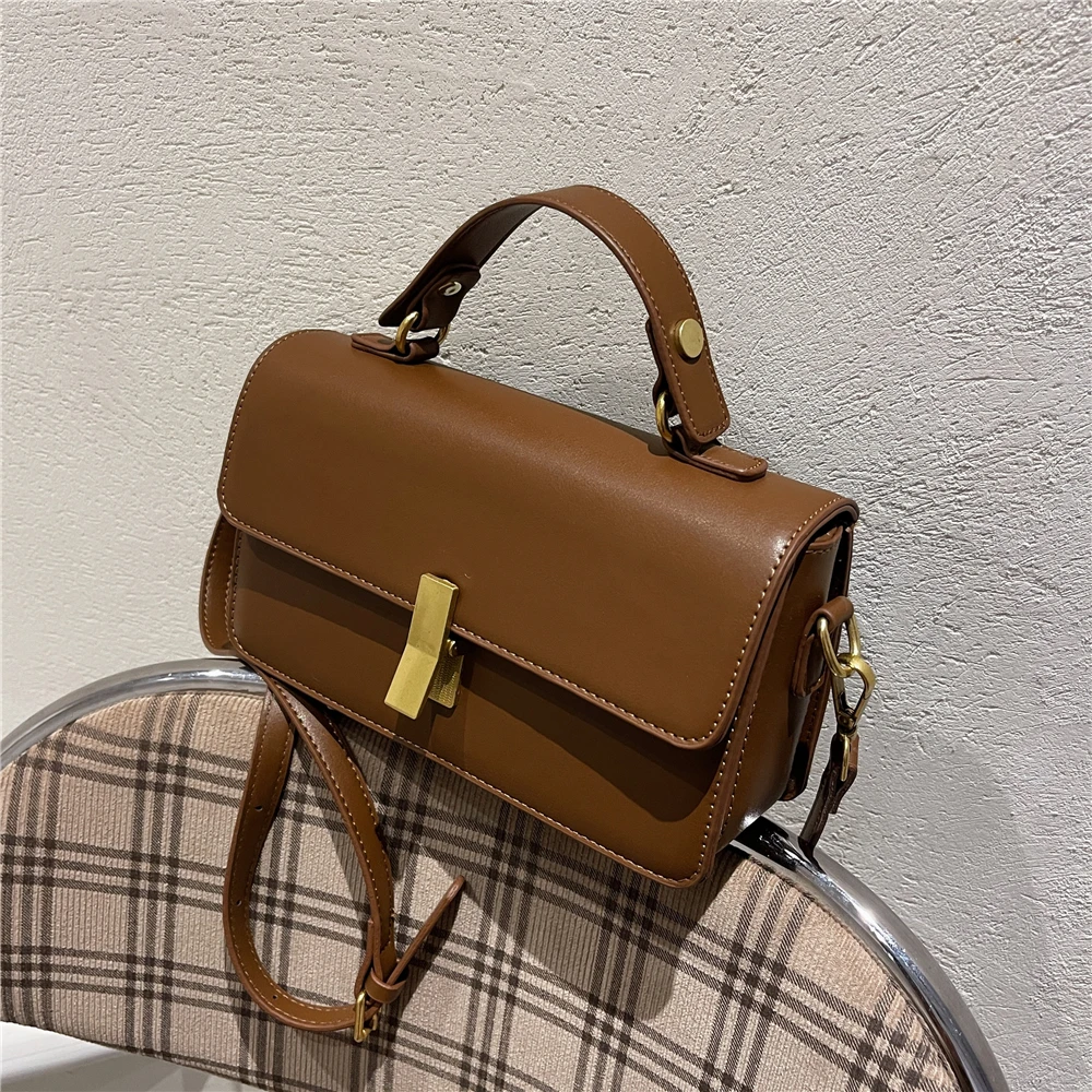 

Hot Offer Solid Short Handle Bags For Women Lock Designer Brand High Quality Three Compartments Flap Shoulder Crossbody Bag 2022