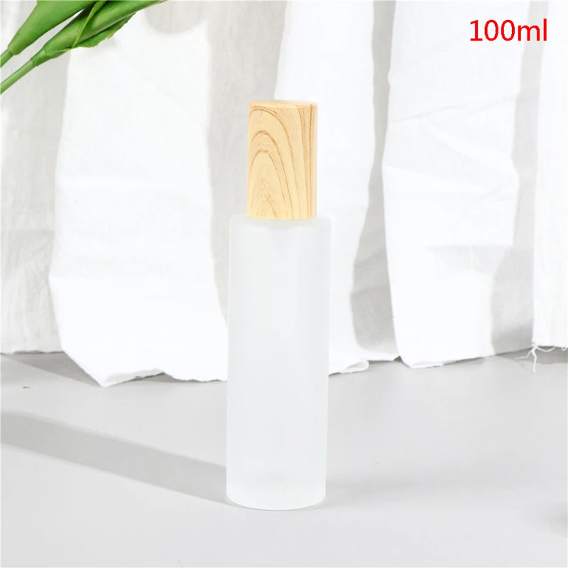 

Wood Grain Cover Glass Pump Spray Bottles Cream Jars Empty Cosmetic Bottle