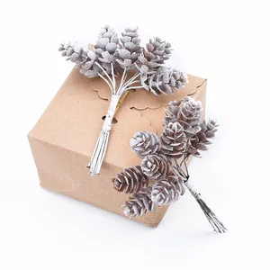 Искусственные сосновые шишки, 10 шт., поддельные растения для рукоделия, Подарочная коробка, вазы для рождества, домашнего декора, свадебные аксессуары для невесты