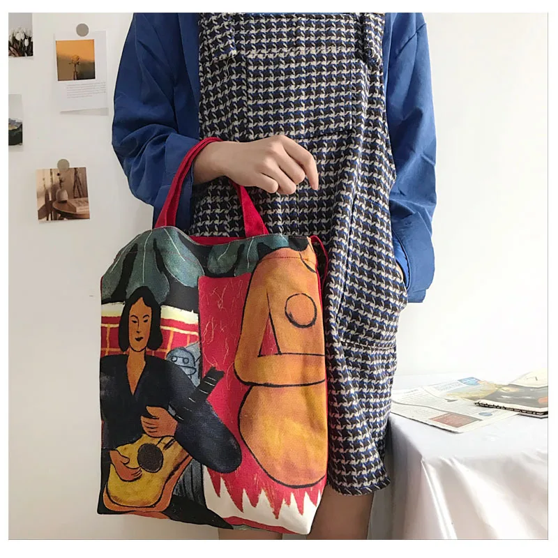 

Small fresh literary single shoulder bag large capacity simple casual versatile canvas bags female students shopping bags