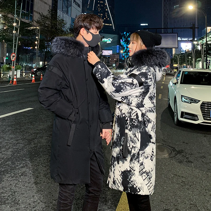 

Winter Camouflage Down Jacket Men Thicken X-Long White Duck Down Hot-selling Down Parkas Couple Windproof Warm Jacket