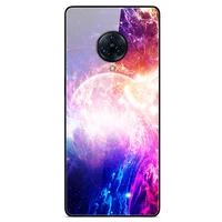 for vivo nex 3 phone case tempered glass case back cover with black silicone bumper star sky pattern