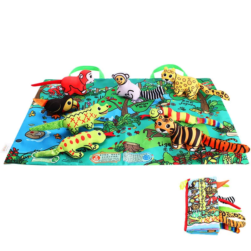 

3D Animal Soft Cloth Book for Baby Enlighten Early Learning Toy Dinosaur Jungle Scenes Kids Interactive Game Toys for Children