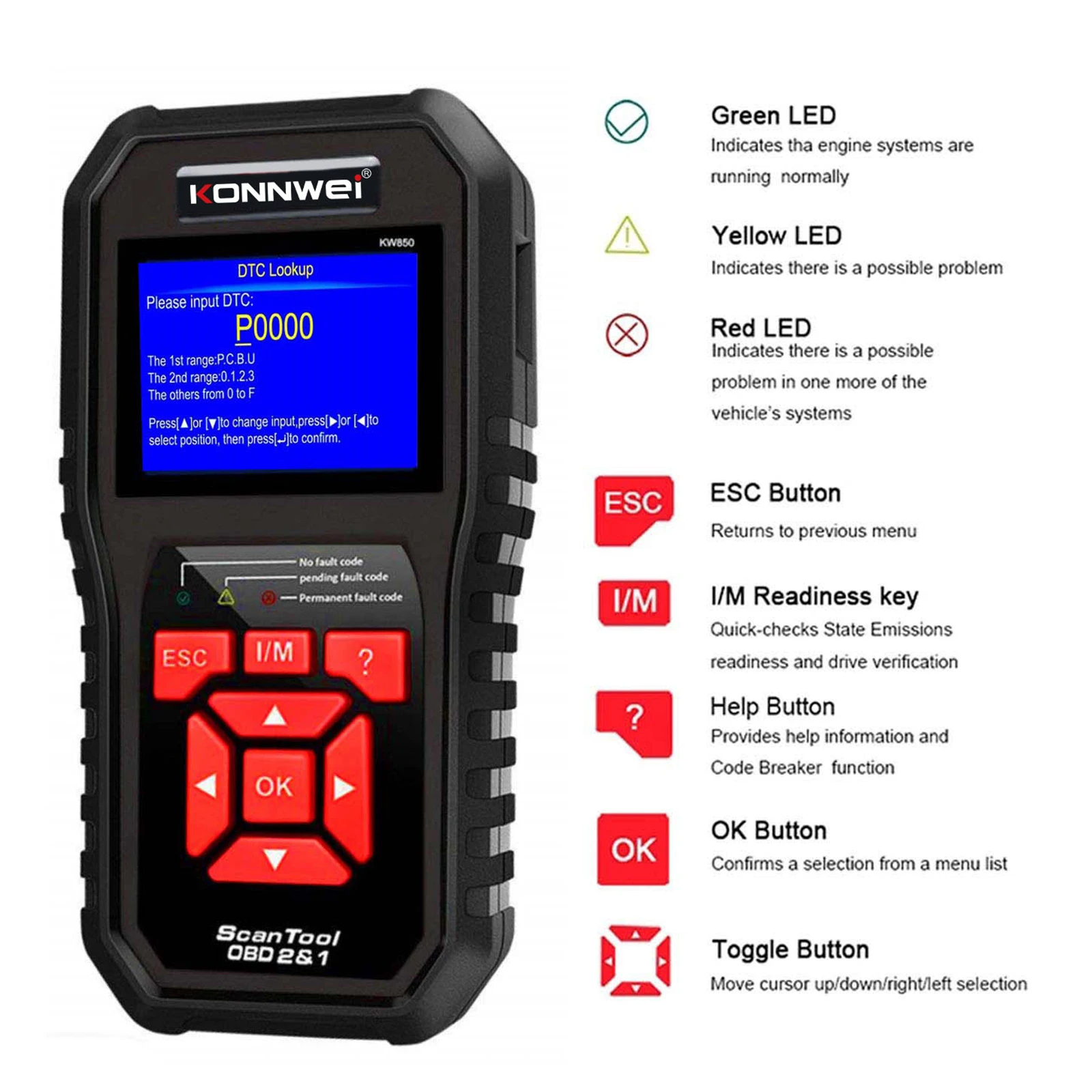 

KW850 Auto Car Diagnostic Scanner Tool Code Reader Black Professional