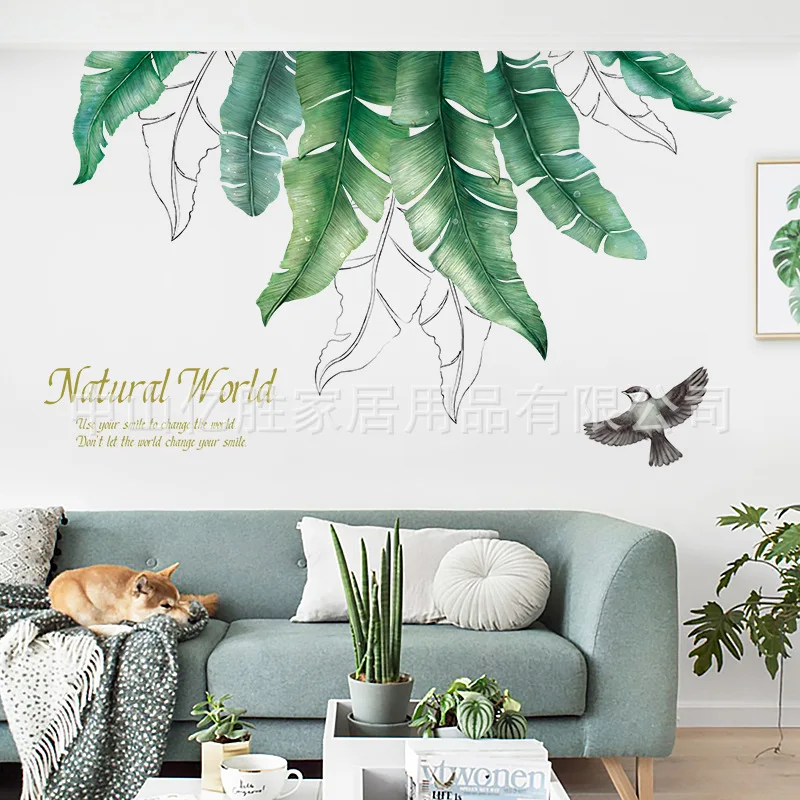 Северный Европейский стиль INS Style Зеленые растительные настенные наклейки для
