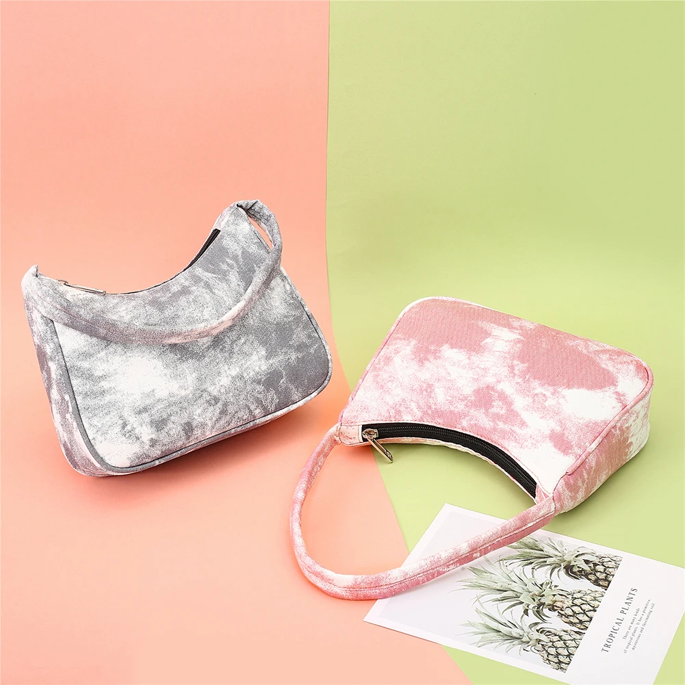 

Vintage Women Tie Dye Underarm Bag Portable Denim Shoulder Handbags Fashion Female Street Travel Dumpling Commuter Money Purse