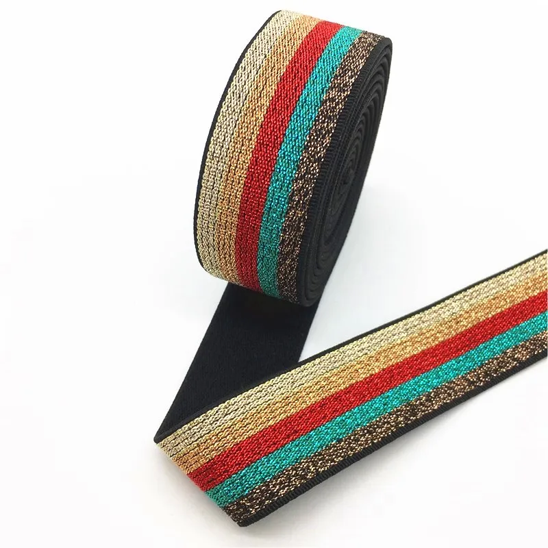 Цветная блестящая эластичная повязка 25 мм высококачественные нейлоновые мягкие