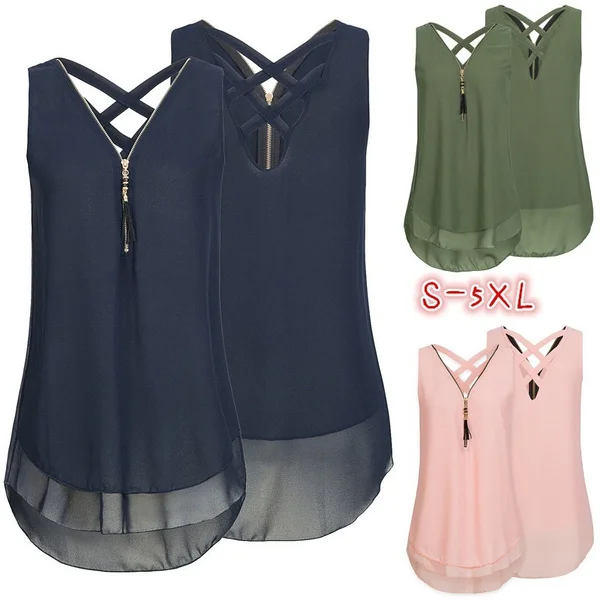 2020 женское Модное шифоновое платье без рукавов Топ на бретелях крест накрест