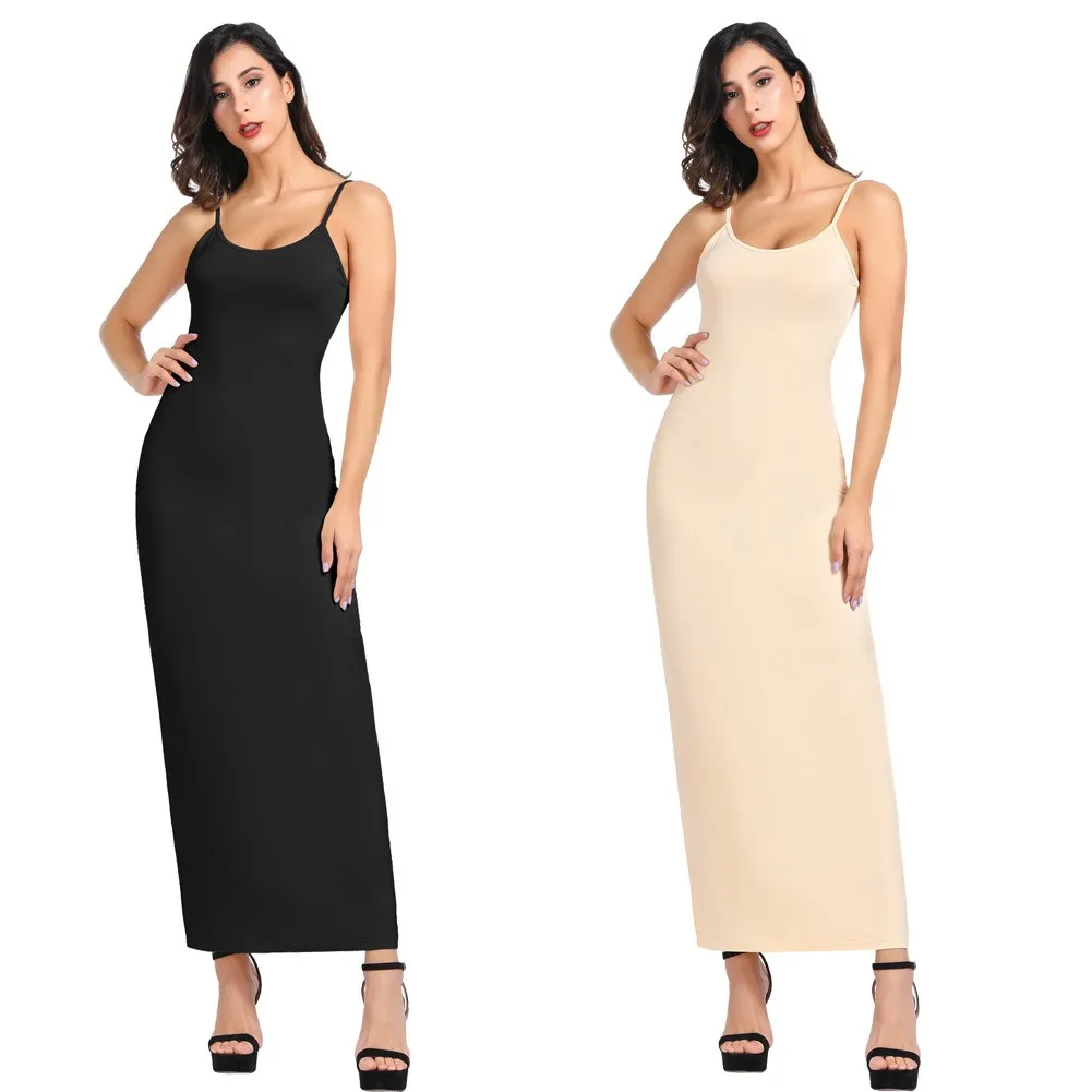 

KK Women's Comfy Rayon Spaghetti Straps Long Cami Slip Dress Full Slip Protect Fine Fabric From Perspiration