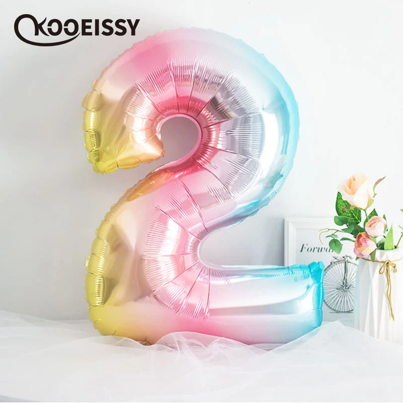 Градиент цвета радуги с днем рождения любовь письмо фольги шар звезда номер 0-9