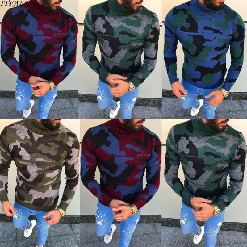 Осенне зимний новый модный мужской пуловер с длинным рукавом Свободный Вязаный