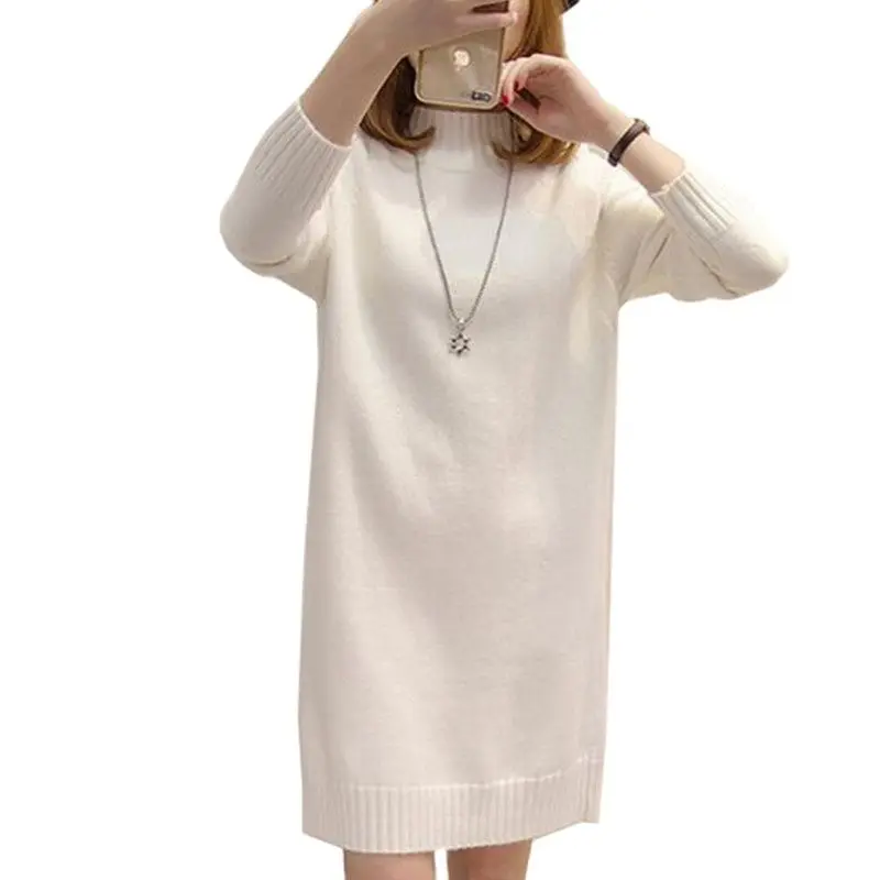JQNZHNL зимнее теплое длинное платье-свитер женские свитера с круглым вырезом