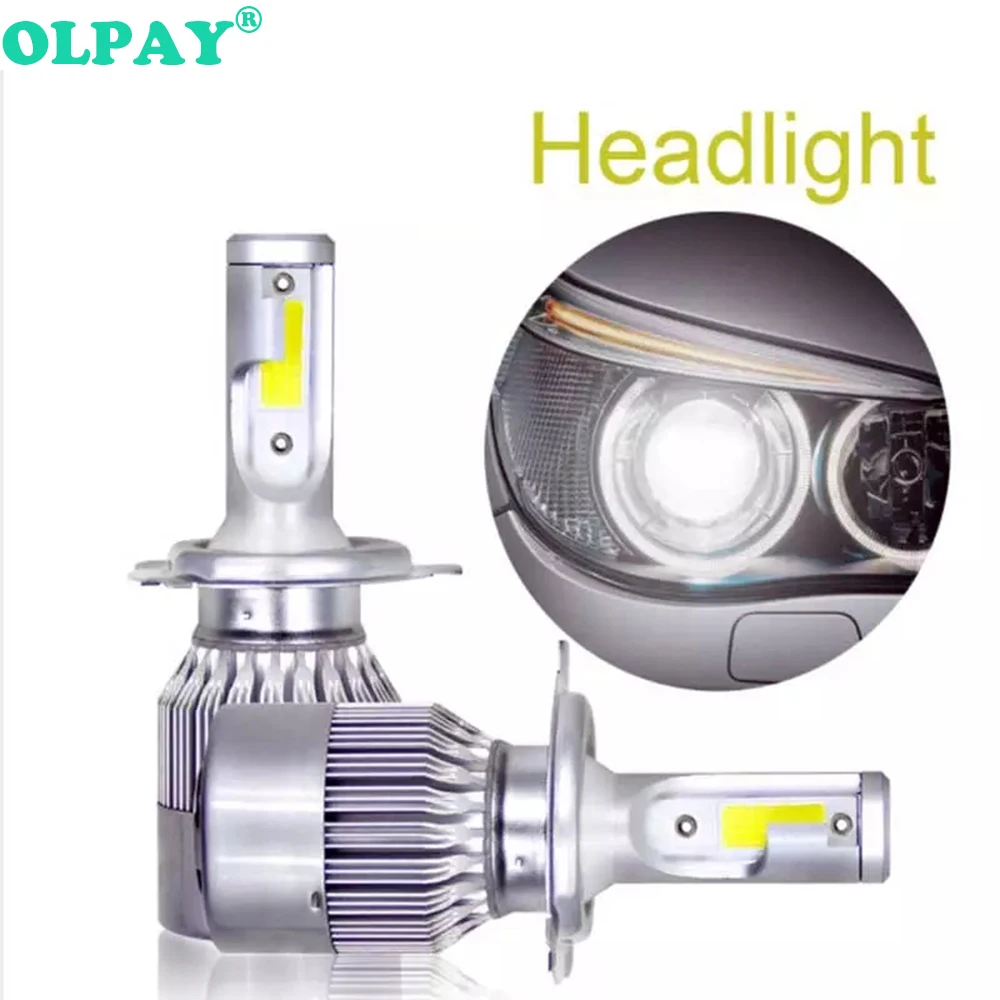 

OLPAY Car Led Headlight Bulbs Lamp H4 H7 9003 HB2 H11 72W/pair H1 H3 H8 H9 880 9005 9006 H13 9004 Auto Headlights 12V Led Light