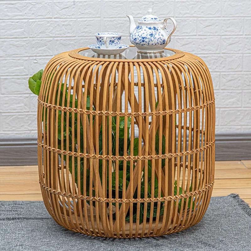Новый китайский Маленький журнальный столик из бамбука и ротанга для дома