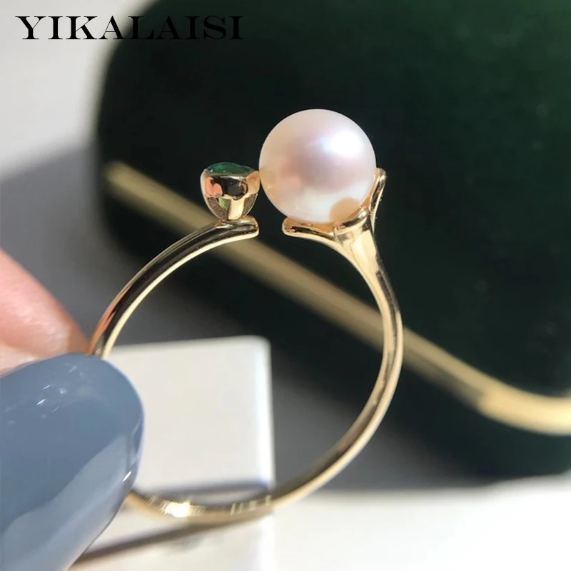 

YIKALAISI 925 пробы серебряные кольца ювелирные изделия для женщин 6-7 мм круглые кольца с натуральным пресноводным жемчугом 2021 Изящные Новые опто...