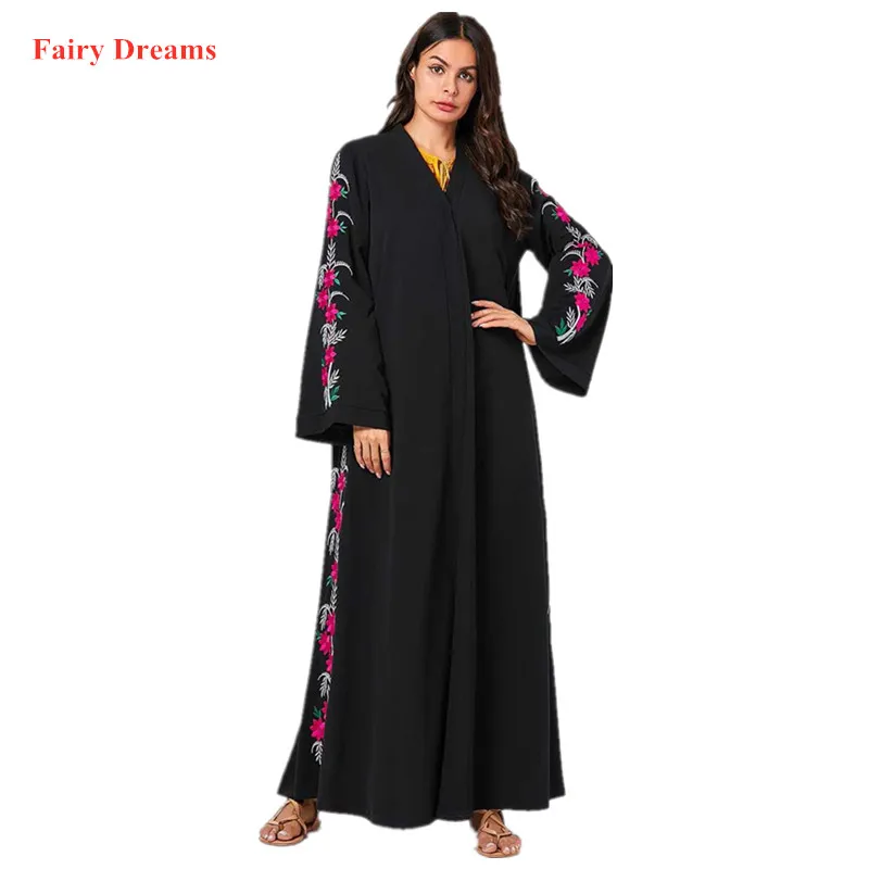 Женское платье Кафтан черного цвета абайя из пакистана Дубаи Турции Бангладеш