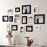 combination wood picture frames for wall hanging photo frame wall with pictures classic wooden frame for home decoration