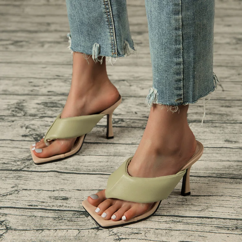 

Summer Gladiator Sandals High Heels Shoes Fall Best Street Look Females Square Head Open Toe Clip-On Strappy Sandals 10cm Women