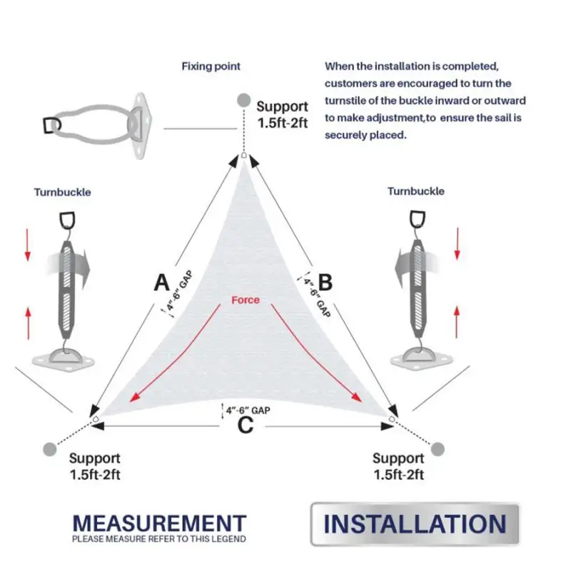 Тент парус аппаратный комплект для прямоугольника + квадратный сверхмощный