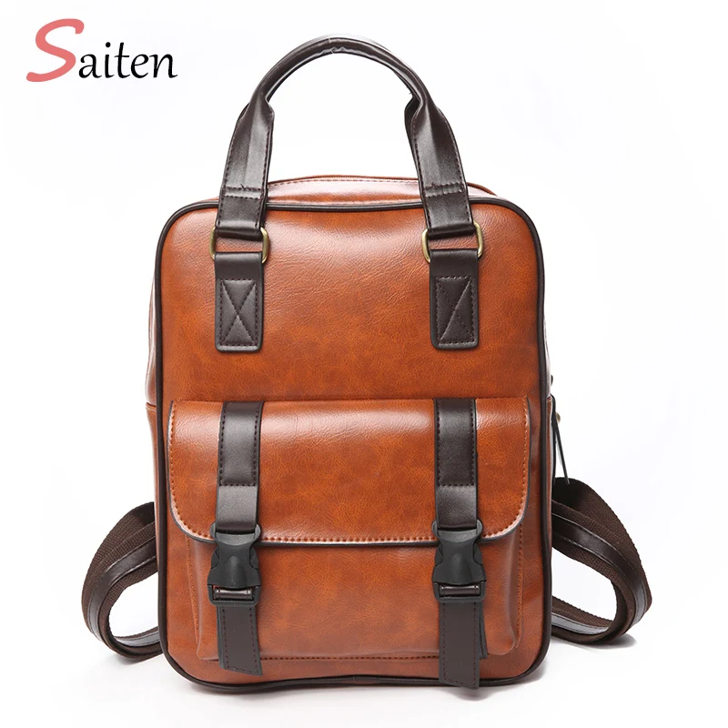Большой Вместительный женский кожаный рюкзак элегантная мягкая школьная сумка