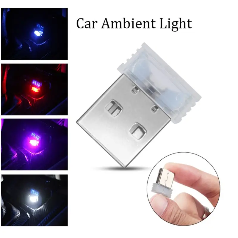 

Декоративная интерьерная лампа Mini USB, автомобильные светодиодсветодиодный атмосферные огни, аварийное освещение