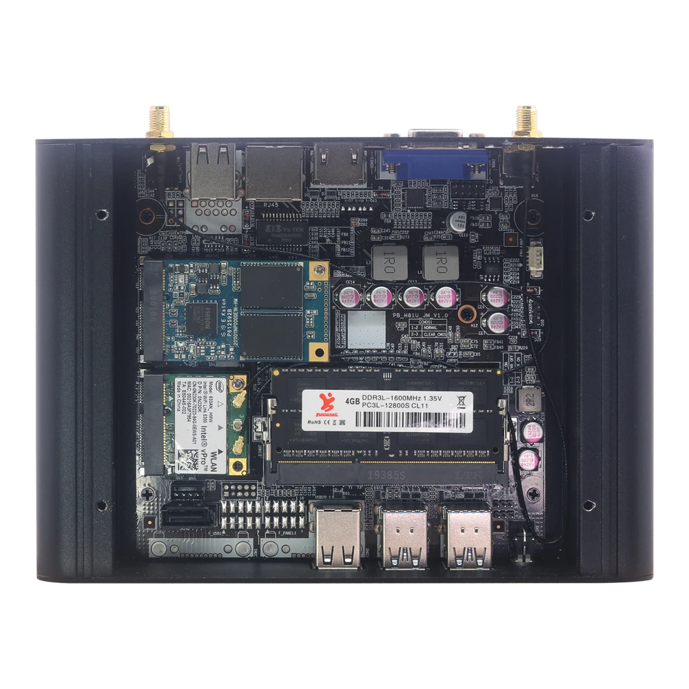 Мини ПК без вентилятора Windows 10/7/8 HTPC настольный DDR3L ОЗУ Intel Core i3 i5 5200U Celeron HD VGA
