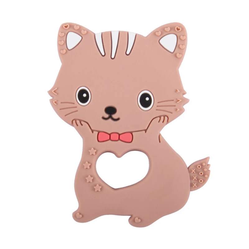 Brown Hart Cat Детские Силиконовые Прорезыватели для грызунов в пищевом стиле «сделай сам», коала, детское кольцо, Прорезыватель для зубов, Детские Жевательные подвески, подарок для прорезывания зубов, игрушки для малышей - Цвет: Brown Hart Cat
