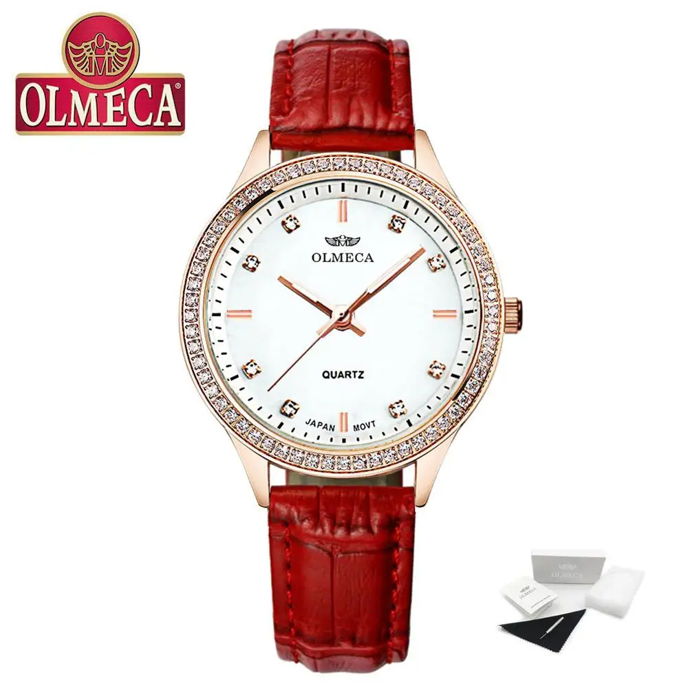 Мода Relogio Feminino лучший бренд класса люкс OLMECA женские часы водонепроницаемые наручные часы Стразы Reloj Mujer кожаный ремешок