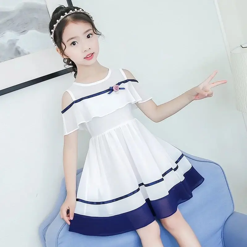 Dress for Girls 2021 New Summer 12 Big Children Chiffon Princess Tide 11 Years Old Ruffles Clothes | Детская одежда и обувь