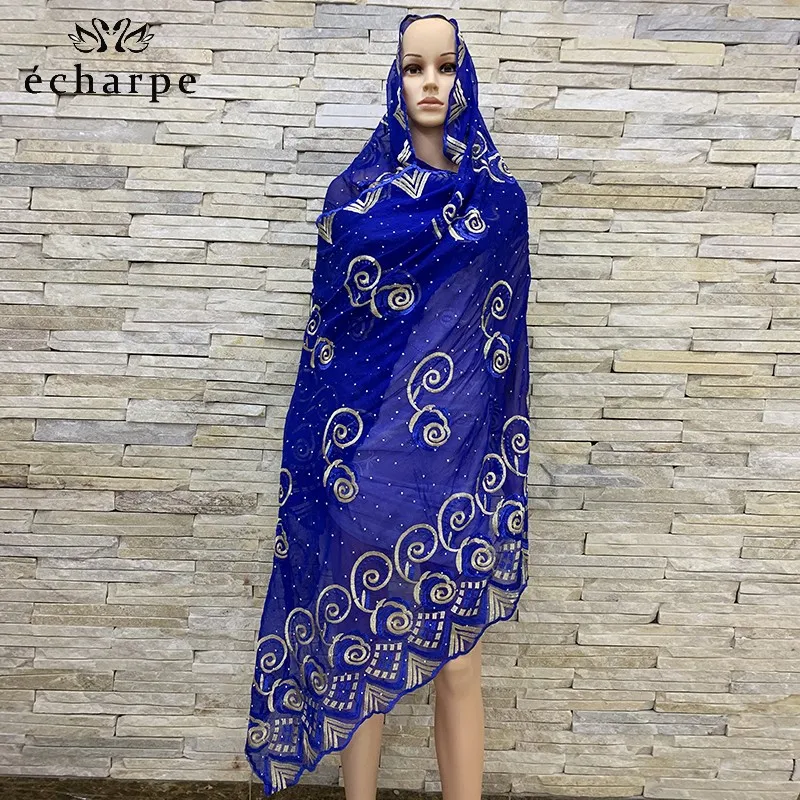 Latest african women scarfs muslim women embroidery Chiffon scarf embroidery scarf