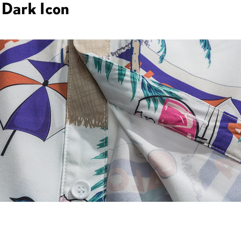 Dark Icon гавайская Стильная мужская рубашка с принтом для мужчин осень 2019 отложным