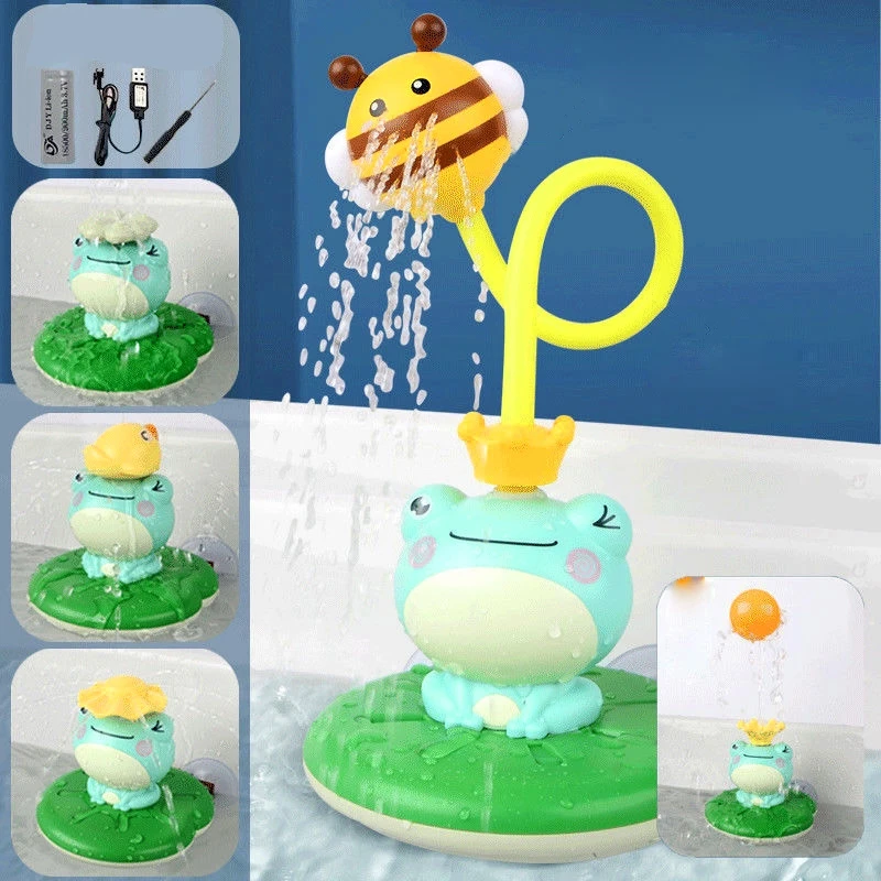 

Baby Bath Toys Frog Water Spray Floating Rotating Sprinkler Fountain Shower Toys For Kids Bathroom Bathtub Water Toys Xmas Gifts