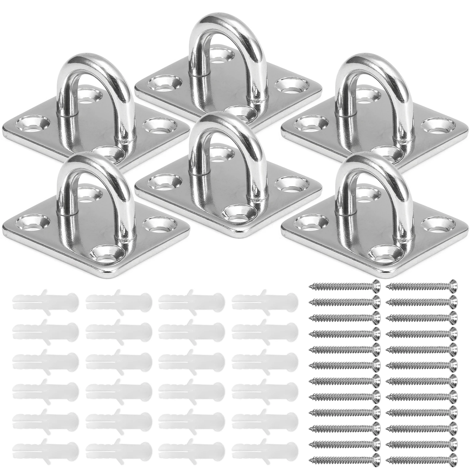 

54 шт 5 мм пластины с проушиной карабины Винты Набор сверхмощное настенное крепление подвесной крюк для настенного крепления гамаки лодка па...