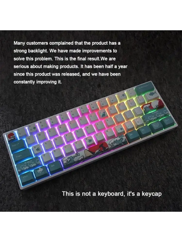 

2023 New 71 Keys Sea Coral Ukiyo-e Keycap Dye Sublimation OEM Profile For GH60 GK61 GK64