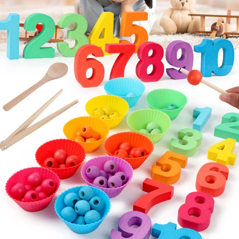 

Kids Toys Montessori Toys Hands Brain Training Clip Beads Puzzle Cup Math Game Baby Color Classification Toys Children