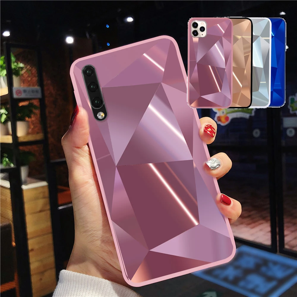 LLZ.COQUE геометрический 3d зеркальный чехол для Samsung A70 A50 A40 A20 A30 A10 Тонкий блестящий