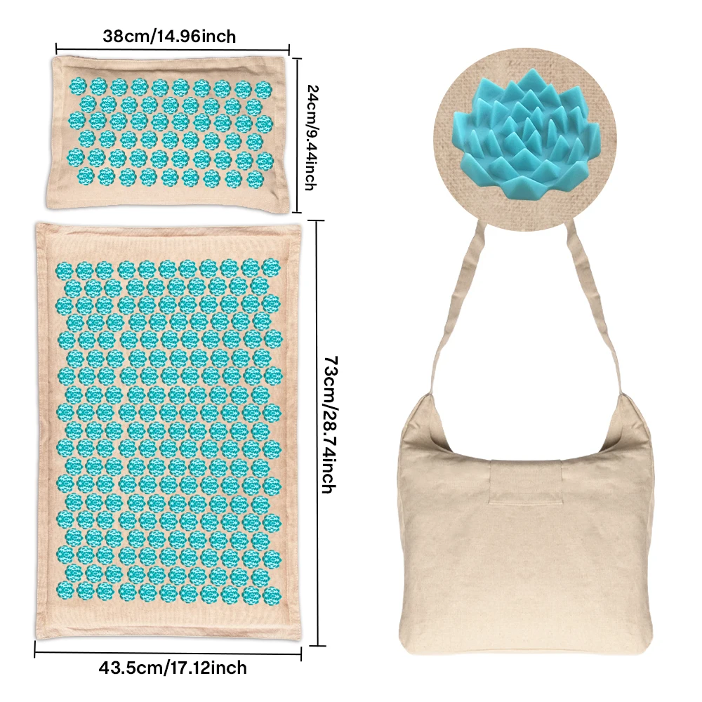 

Linen Coconut Fiber Acupressure Mat Sensi Massage Pillow Needle Pad Yoga Shakti Cushion Kuznetsov's applicator Relieve Back Pain